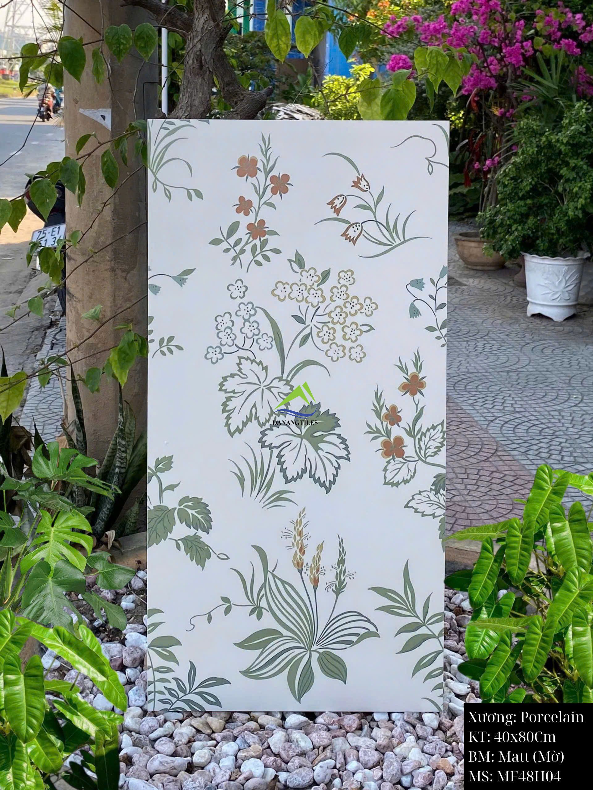 Gạch matt mix hoa văn trắng MF48H04 –  40x80CM